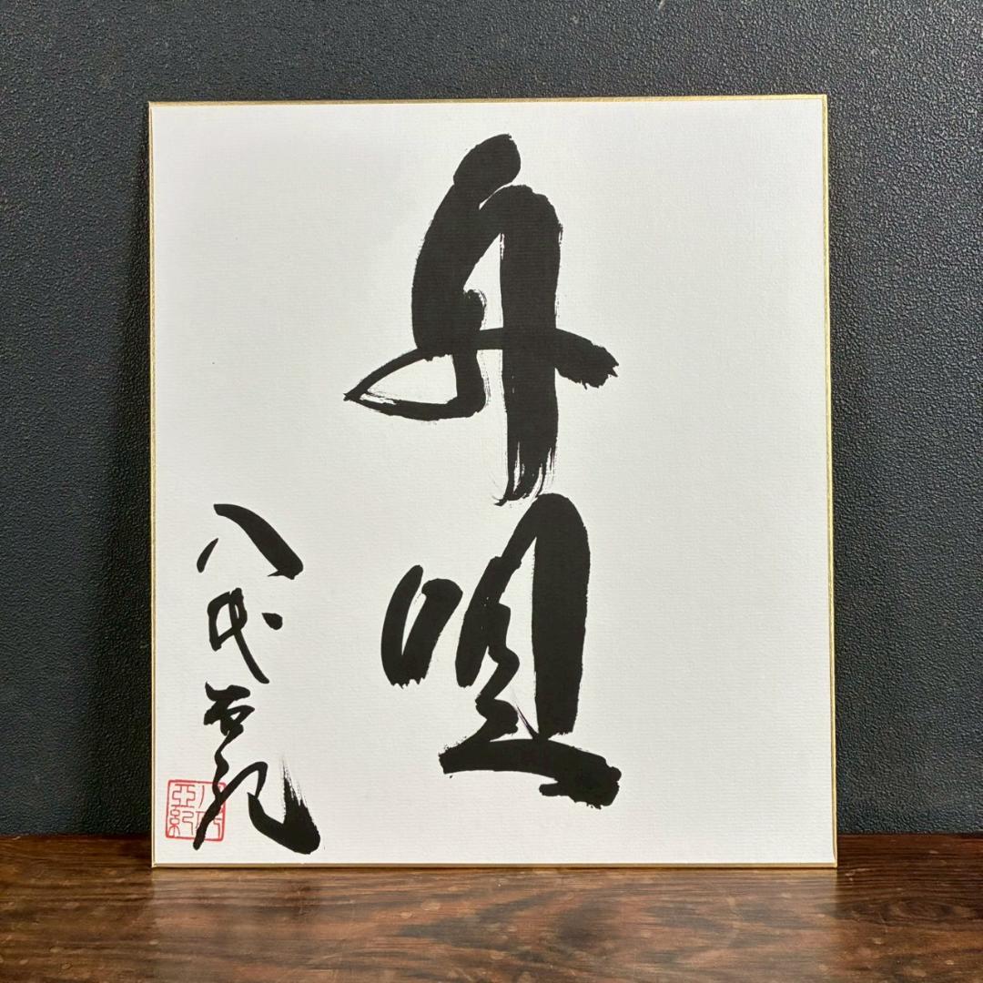 藤井専用】美品 八代亜紀「舟唄」直筆色紙 サイン・落款有り 額装 歌手