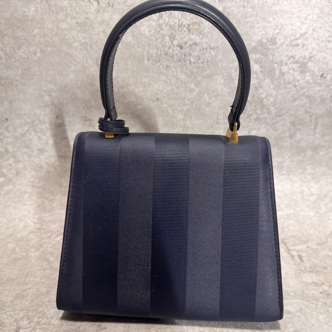 FENDI ペカン柄 ハンドバッグ ショルダーバッグ 2way ネイビー 鍵付き
