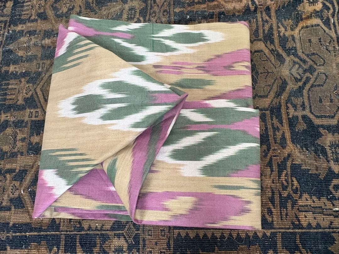 ウズベキスタン絣▪️名古屋帯▪️白茶紫緑▪️夫々月日荘 - メルカリ