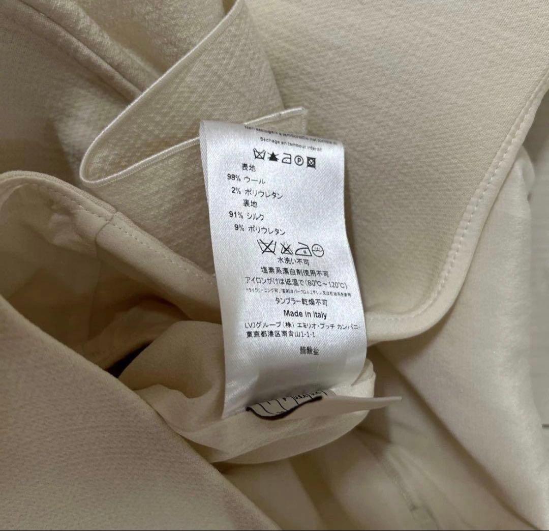 エミリオプッチ フリルノースリーブひざ丈ワンピース オフホワイト34