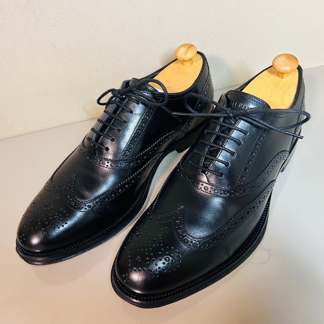 【数回使用程度】コールハーン ウイングチップ 黒 US8.5 定価46200円 コール ハーン COLE HAAN ゼログランド メリット ウィングチップ