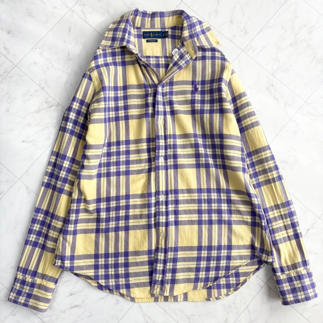 ラルフローレン】チェックシャツ ポニーロゴ コットン ゆったり 春色