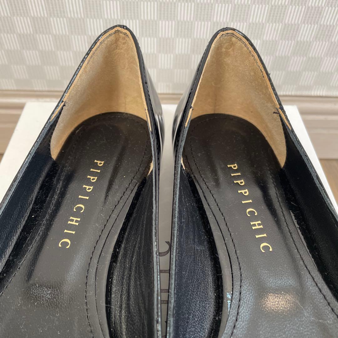 値下げ【新品未使用】PIPPICHIC ブラック フラットシューズ　22.5cm