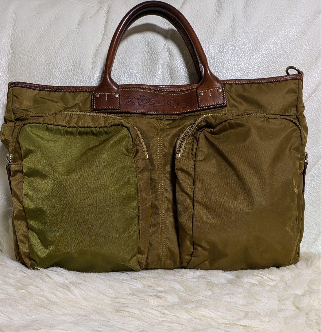 レア】Felisi フェリージ 大きめビジネスバッグ カーキ2色使い