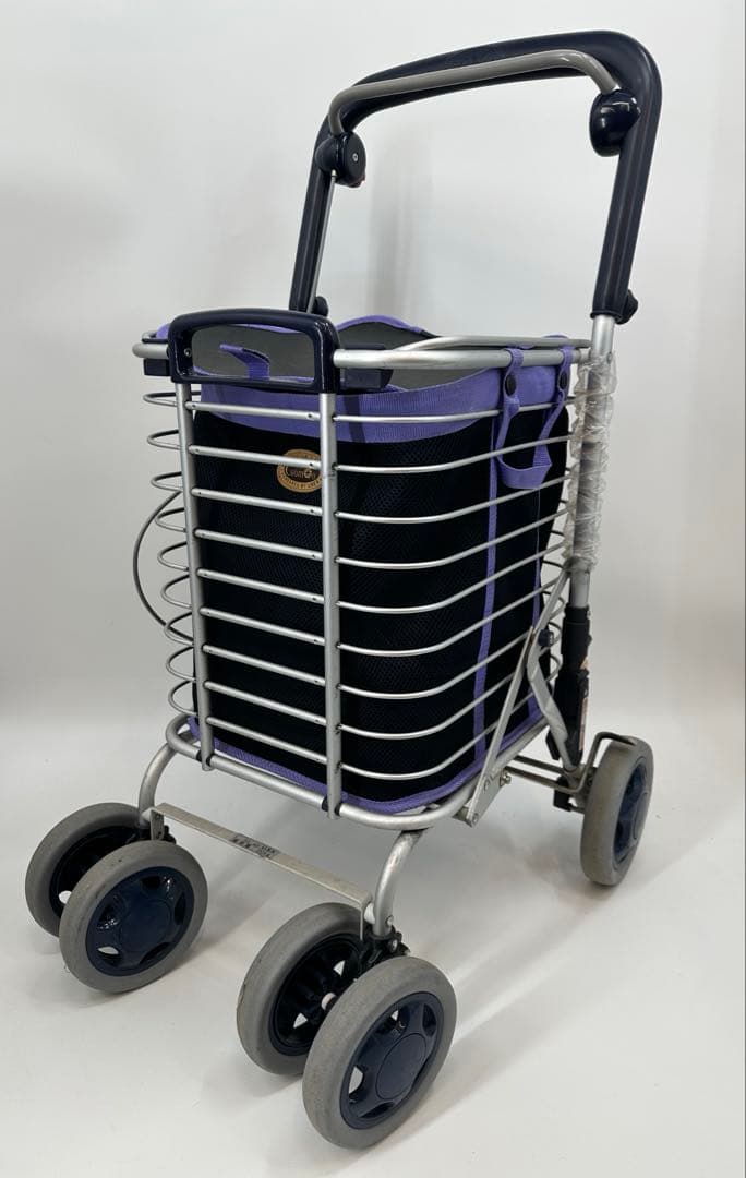 ユーバ産業 シルバーカー ワイヤーカート ブレーキ付 メッシュ紺