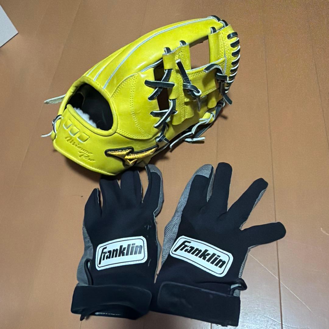 ミズノプロ軟式5DNA イエロー内野用 フランクリン手袋 値下げ可 - メルカリ