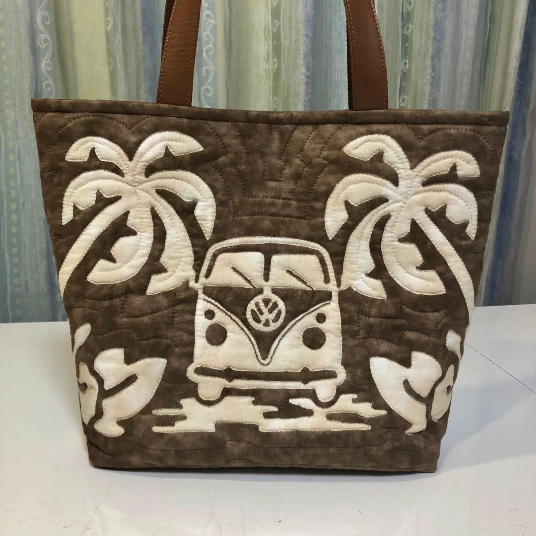 ハワイアンキルトバッグ、ブラウンバス - メルカリ