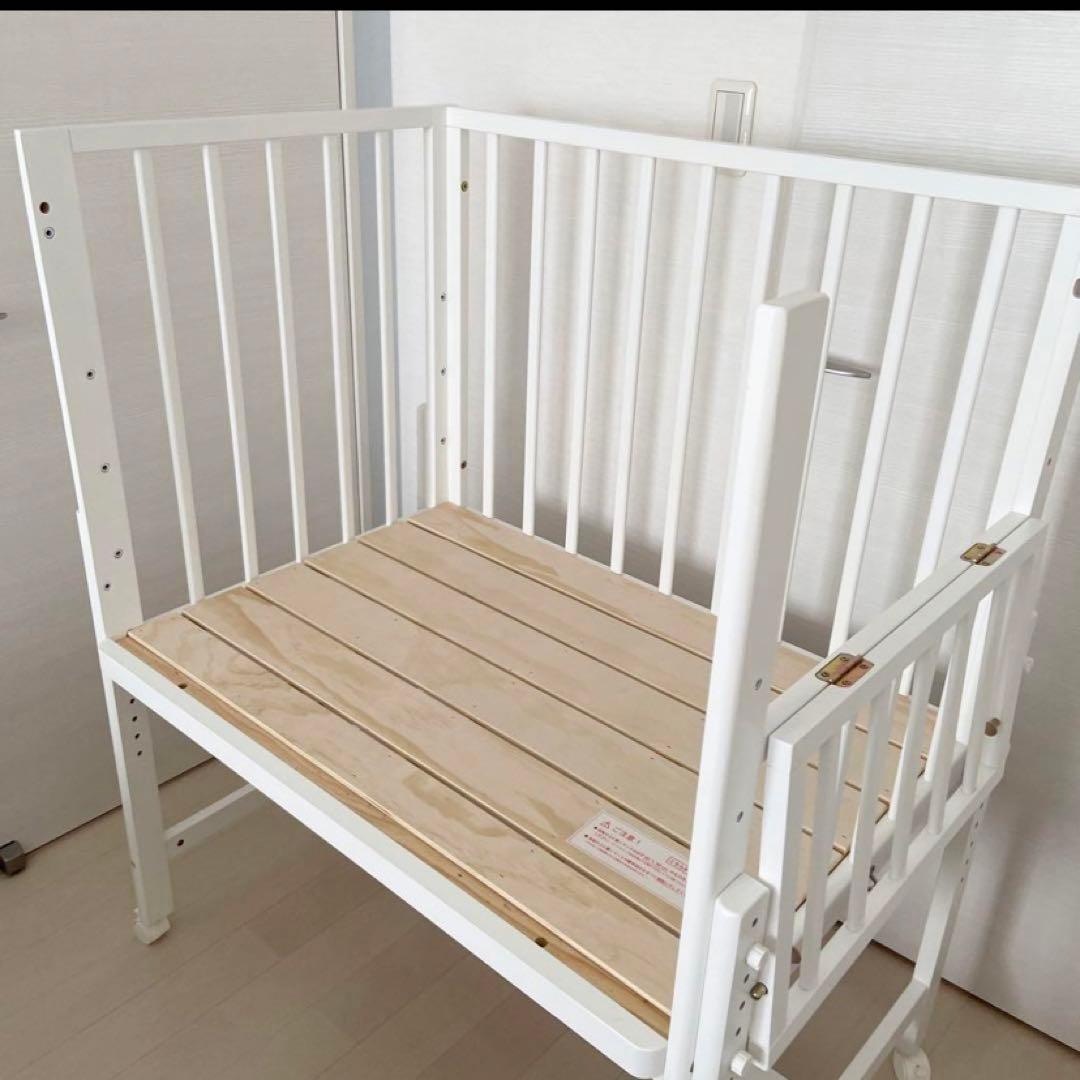 大和屋　ベビーベッド　そいねーるミニ　ホワイト　サポートベルト　マットレス付き 楽天市場】大和屋 そいねーるミニ ベビーベッド ベビーベッド