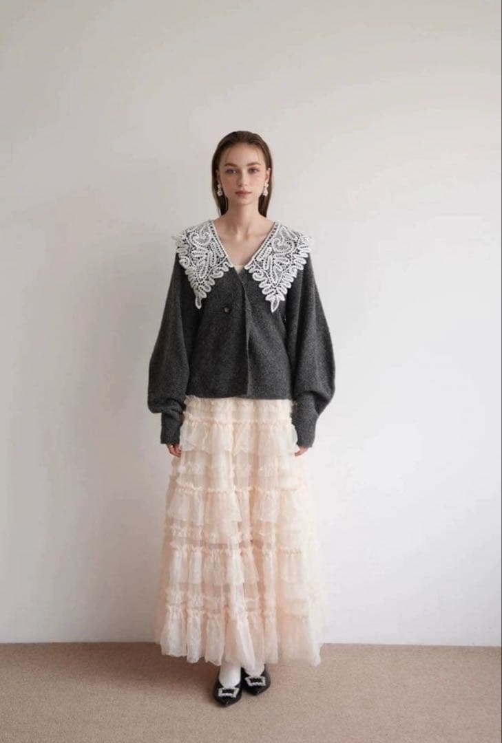 acka lace collar knit cardigan - メルカリ