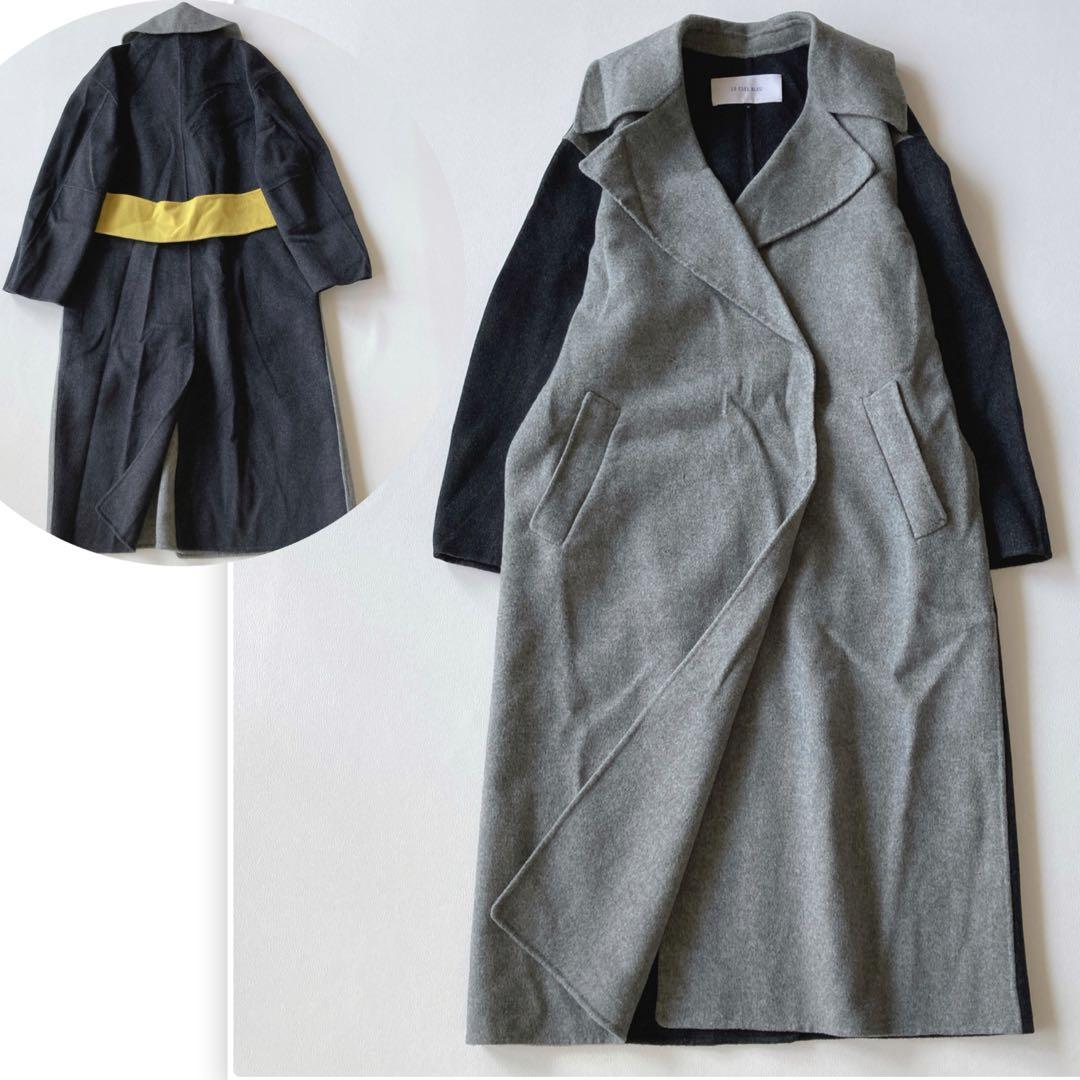 ルシェルブルー　ダブルフェイスミックスカラーコート　ウール　バイカラー　36 再値下げ】LECIELBLUEルシェルブルーバイカラーコート36 - メルカリ