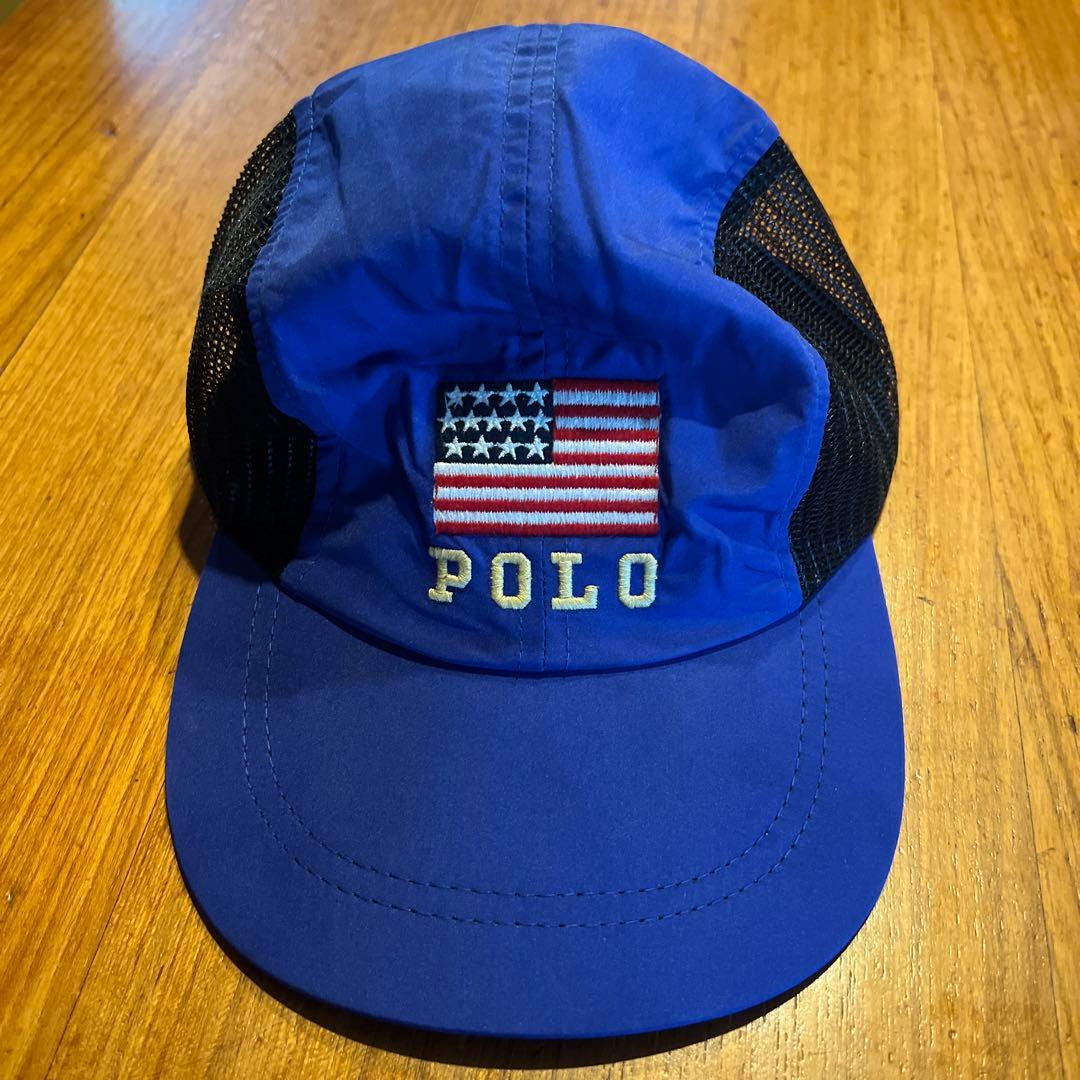 MADE IN USA　90s　POLO SPORT　キャップ　星条旗刺繍　青黒 90s POLO SPORT 