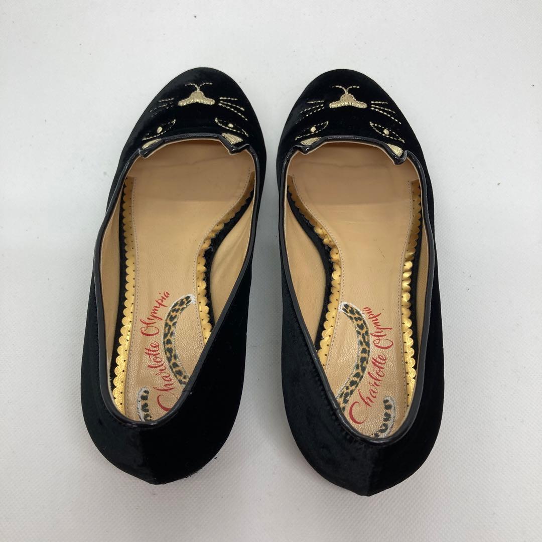 美品】シャーロットオリンピアキティ限定刺繍フラットシューズ