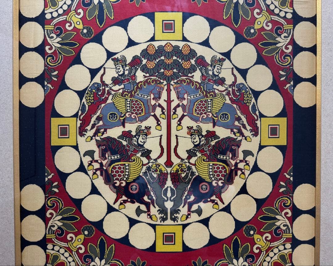四天王獅猟文様錦 獅子狩文錦 掛額 龍村平蔵謹模 国宝法隆寺蔵 龍村