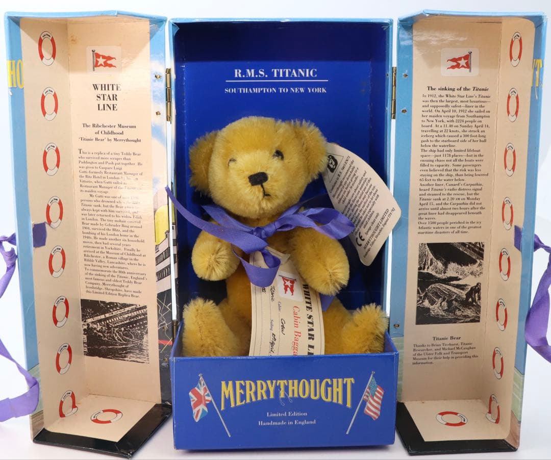 Merrythought タイタニックベア 限定版NO，0002 / 5,000 神戸海洋博物館にて特別展「海を渡るテディベア展〜タイタニック ベア