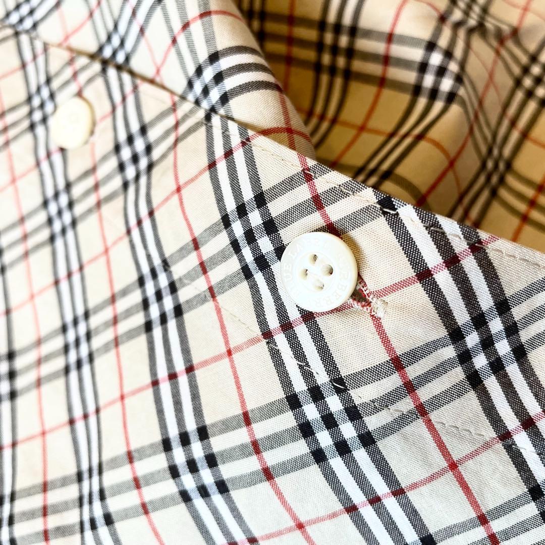 バーバリーブルーレーベル ノバチェック シャツ Yシャツ 刺繍ロゴ