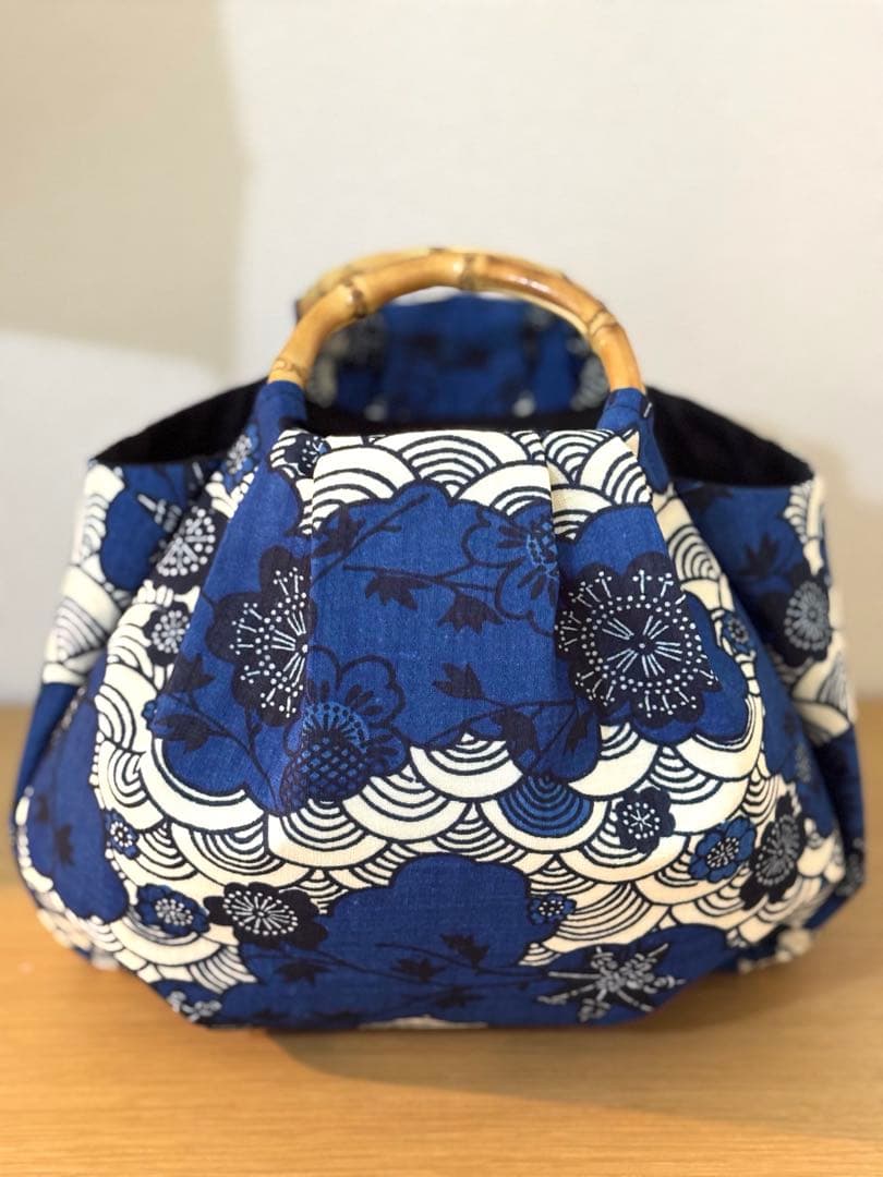 和装バック 着物バック 琉球柄 青海波 紅型柄（青）入学卒業結婚七五三振袖