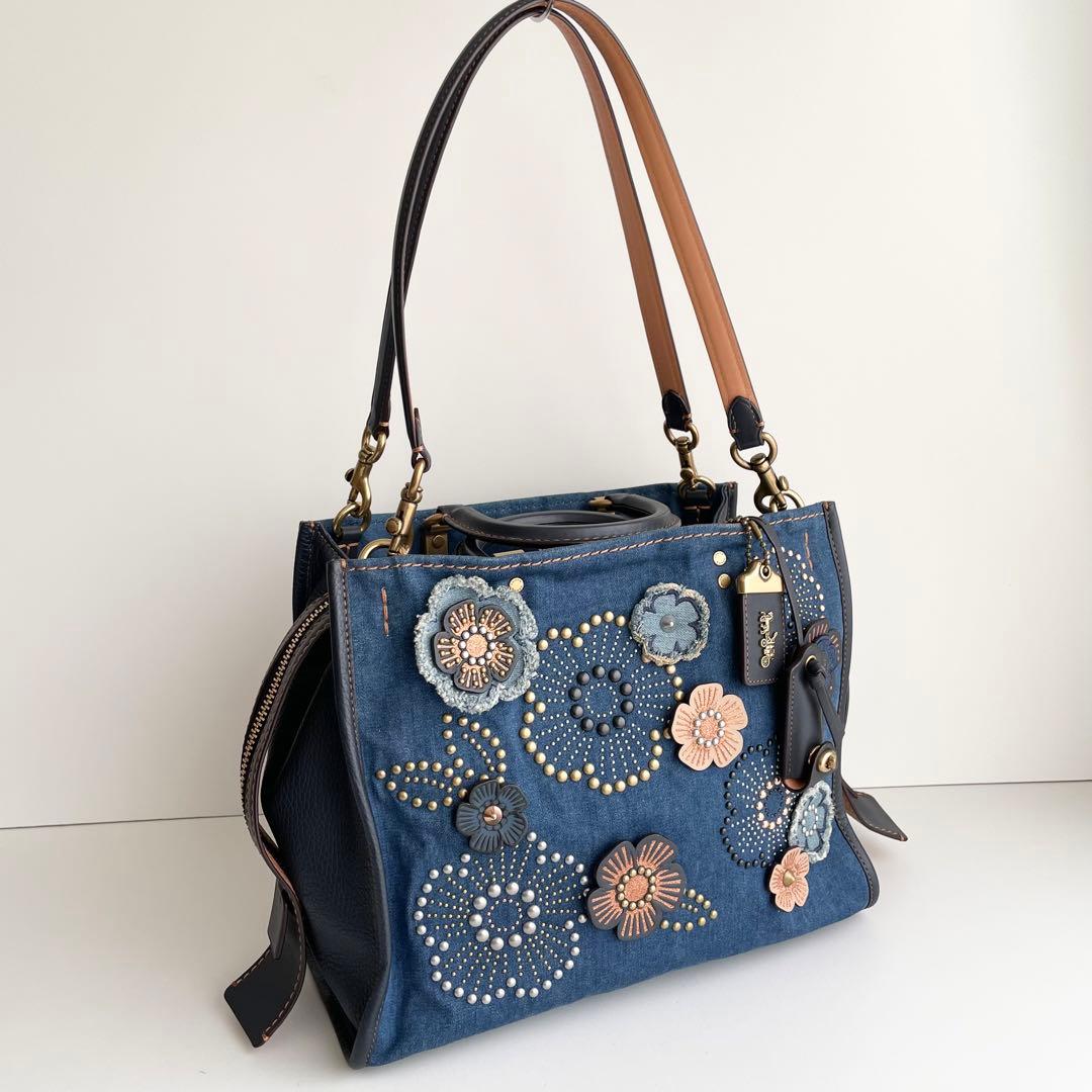 コーチ ローグ Rogue ティーローズ ハンドバッグ デニム 激レア 日本