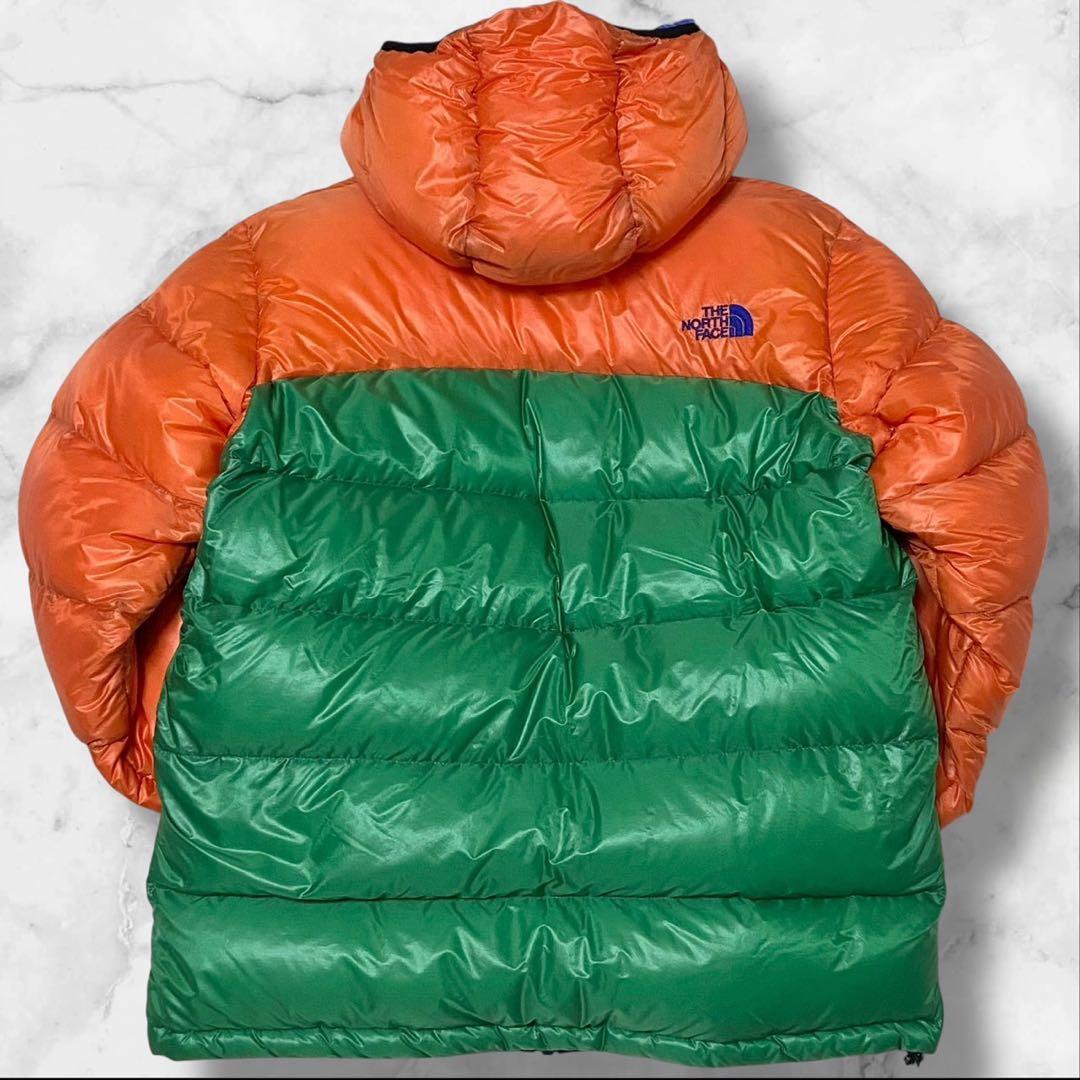 ザノースフェイス アコンカグア ダウンジャケット グリーン×オレンジ