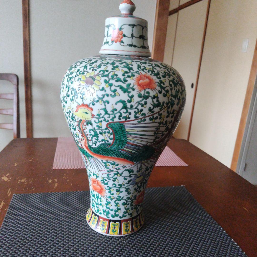康熙年製紅綠彩龍鳳紋梅瓶古董品時代物 - メルカリ