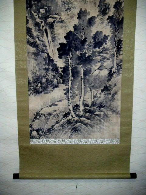 ♥安藤栄年 日本画 山水画 掛け軸 掛軸 骨董 古玩