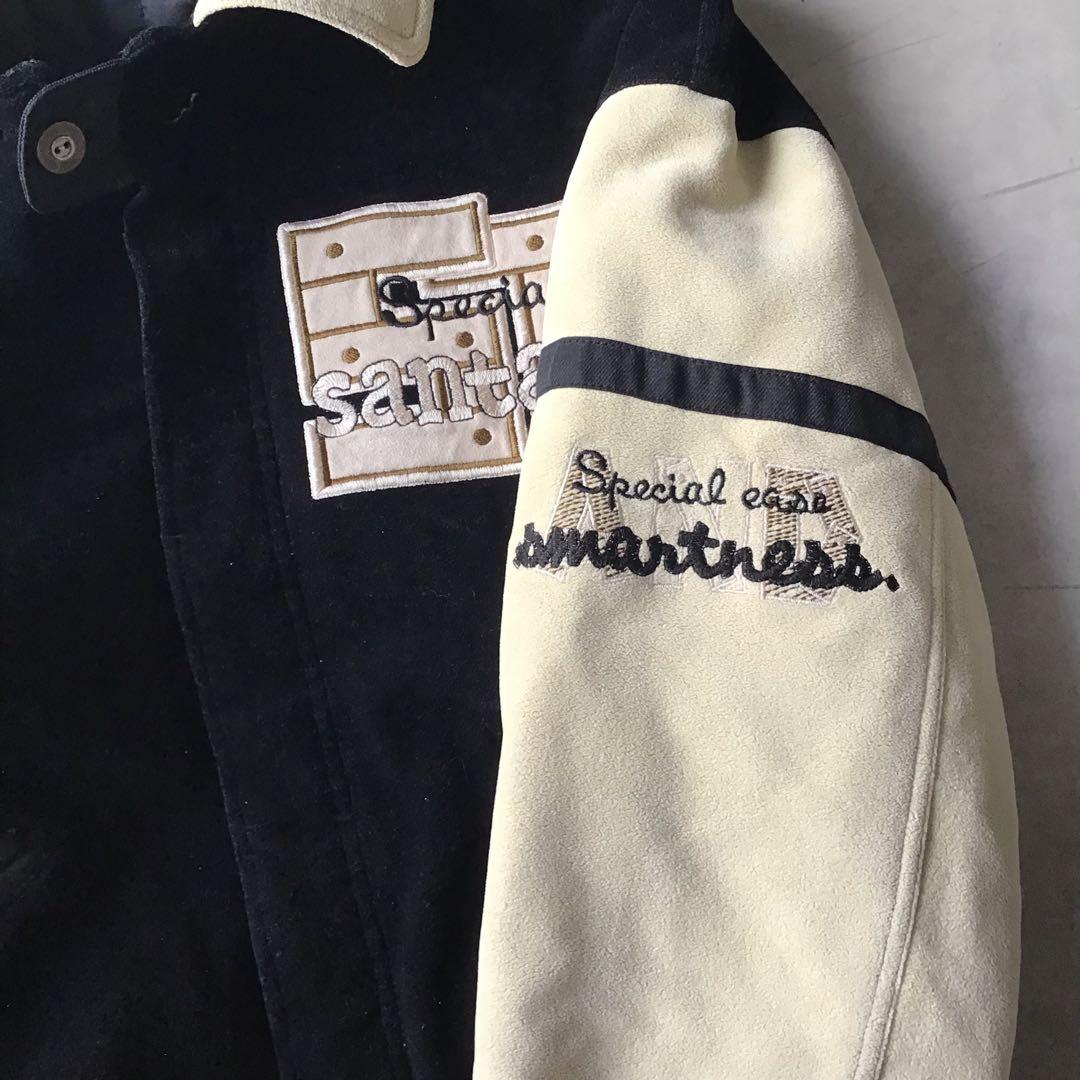 santafe サンタフェ スタジャン ブラック 黒 中わた 胸ロゴ 刺繍