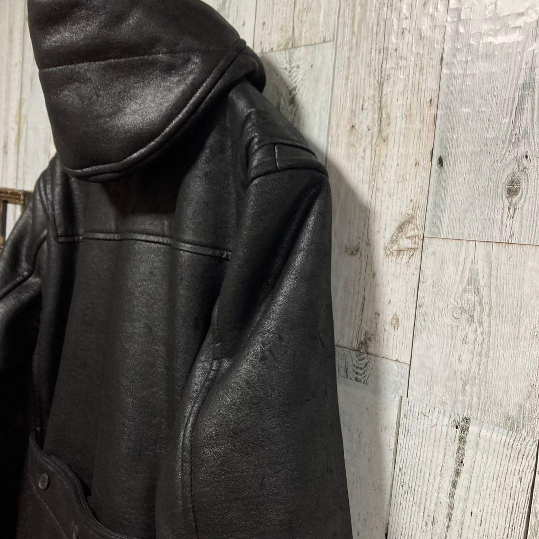 バーバリーブラックレーベル ムートン ダッフルコート L レザー