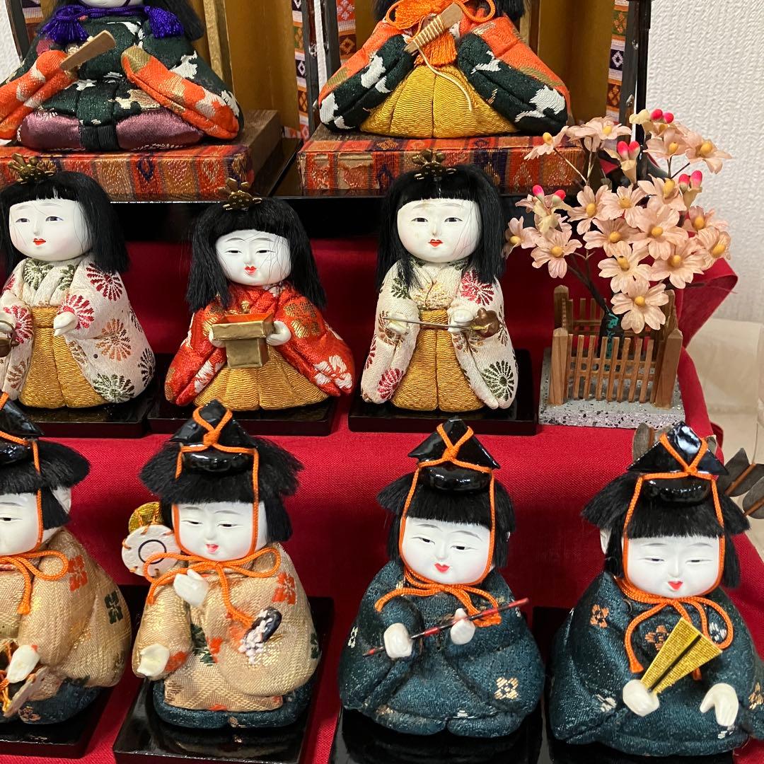 木目込み 雛人形 十五人段飾り 昭和レトロ 訳あり ひな飾り木目込み