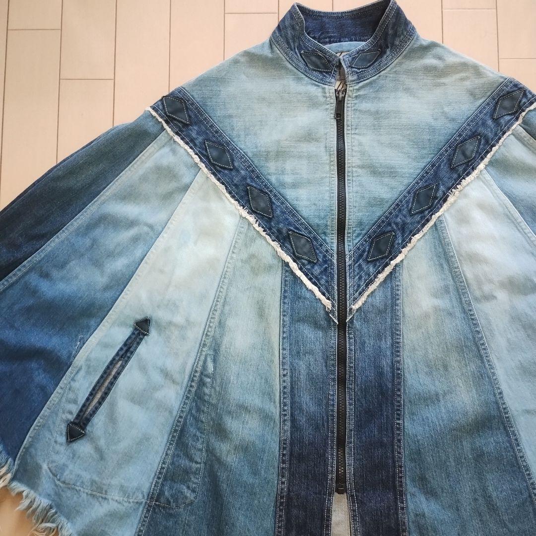 最終値下！BLUEBLUEブルーブルー藍染グラデーションデニムポンチョ