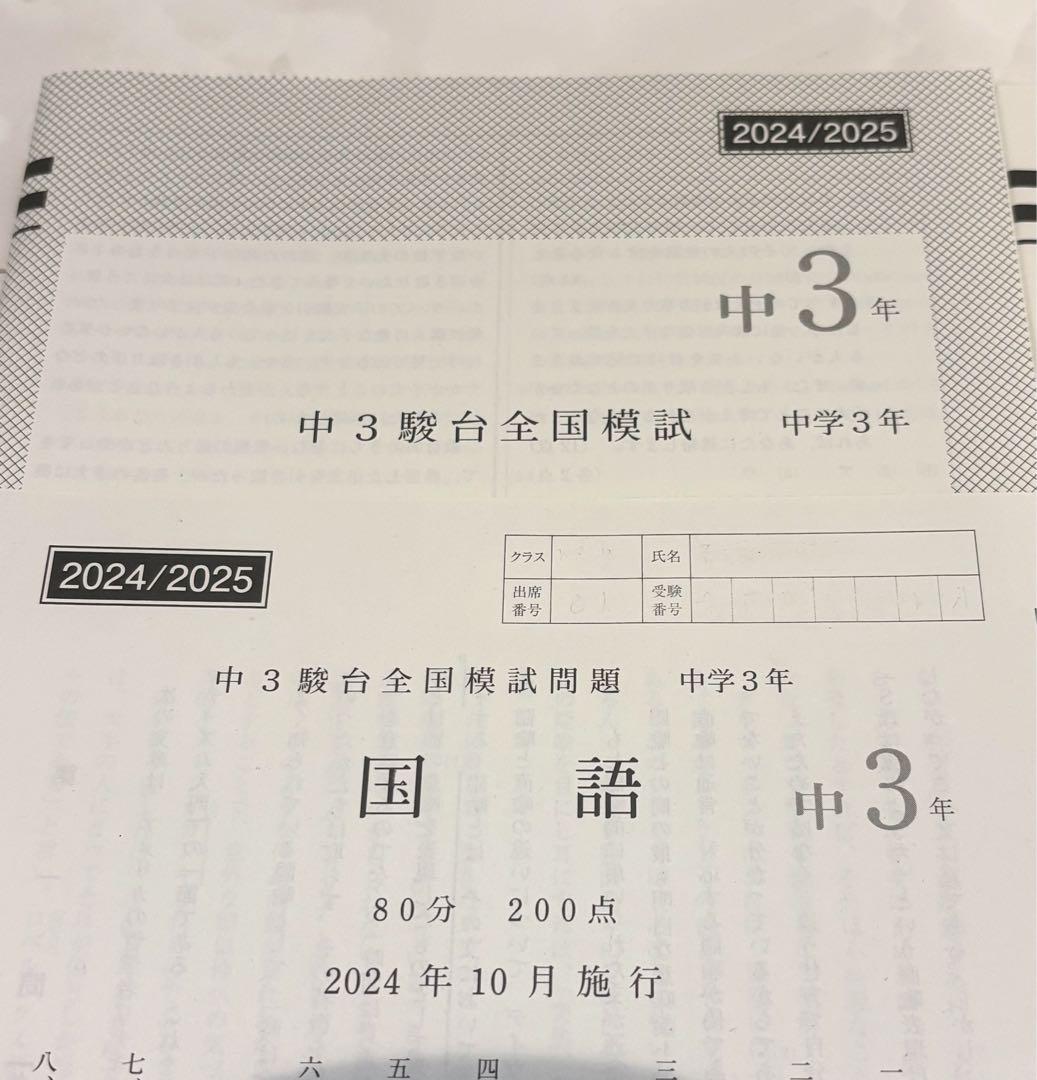 【最新】中3 駿台全国模試 2024-2025 10月 美品