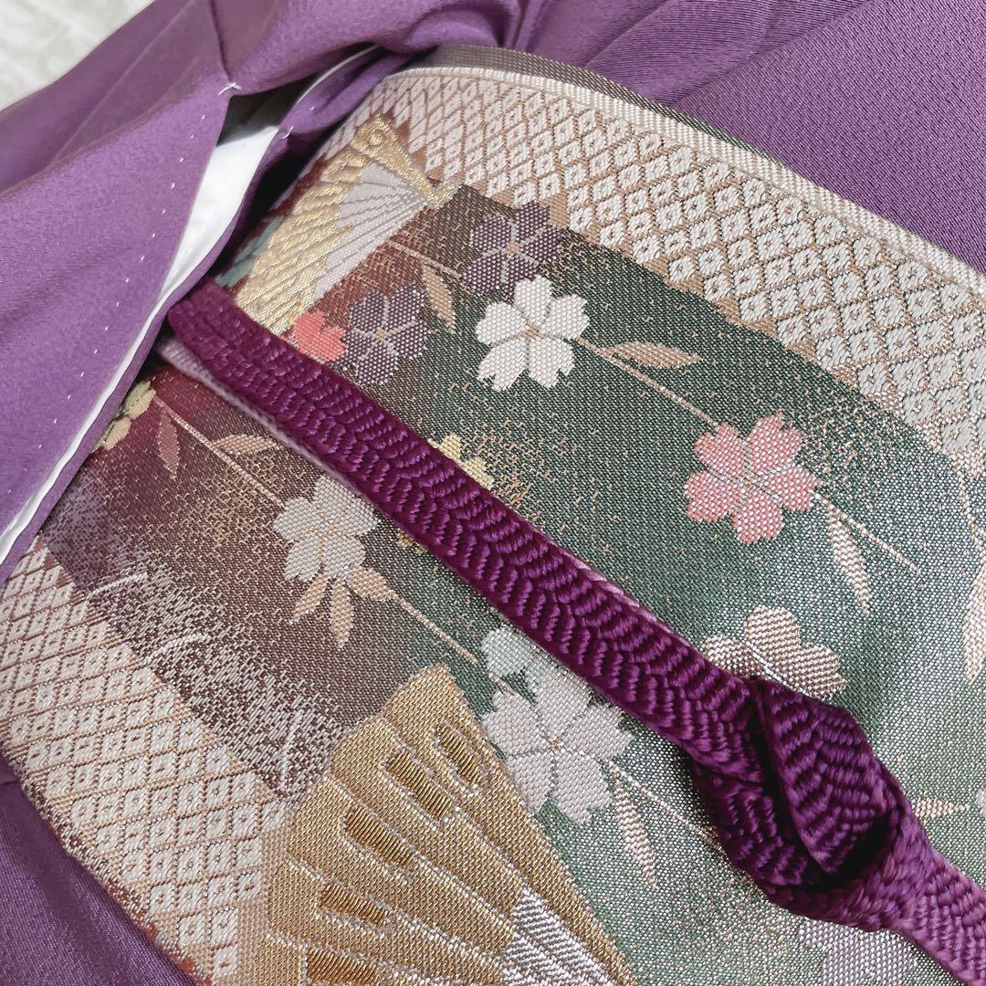 色無地 フルセット 紫 丸に剣片喰 シンプル 礼装 カジュアル 着物 I2