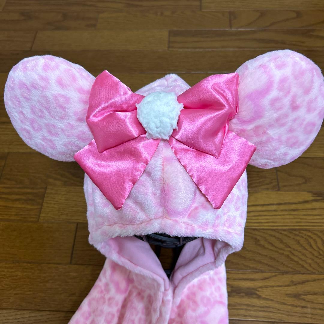 ディズニー限定 ミニー ピンク ヒョウ柄 ファンキャップマフラー