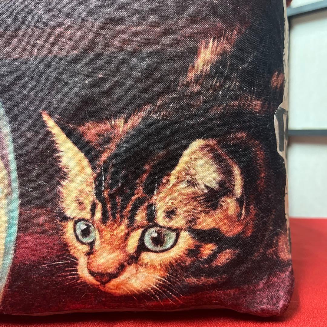 金魚鉢の側の猫 一閑張り バッグ かごバッグ ハンドバッグ 猫 茶トラ