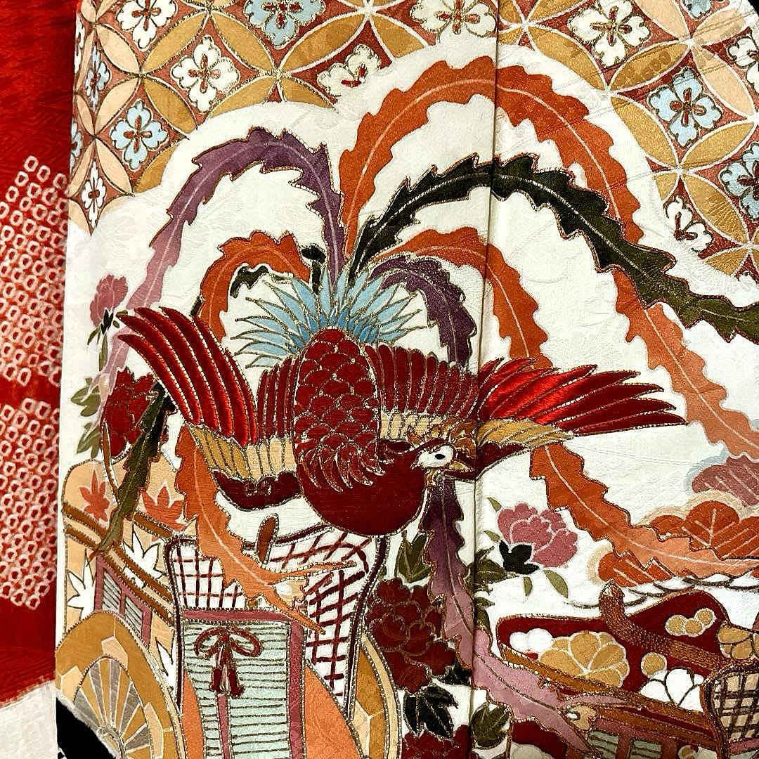 振袖フルセット 絞り 手描き友禅 手刺繍 吉祥文様 鳳凰 成人式振袖