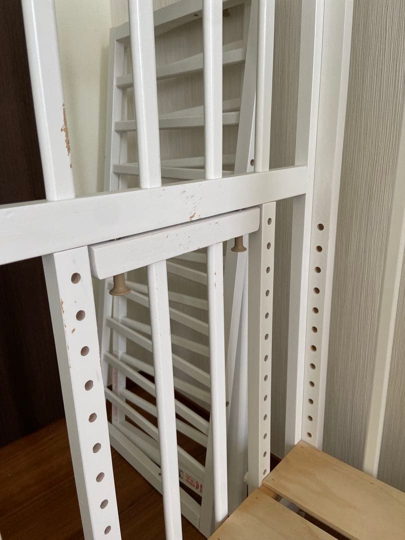 《訳あり》大和屋　ソイネール＋ムーブ　ホワイト木製ベビーベッド