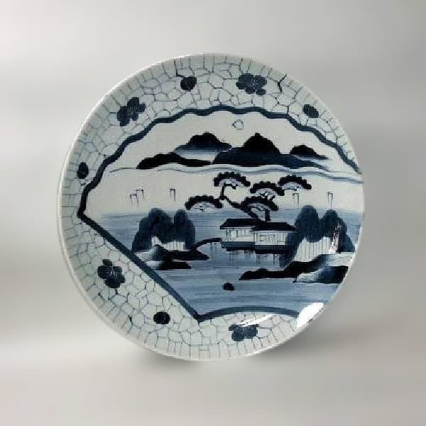 古い 伊万里 染付 山水 大皿 35cm 骨董(江戸期～明治期)骨董 - メルカリ