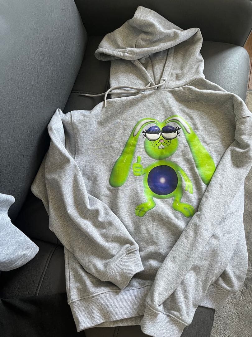 とうあ BGブランド 黄緑ウサギプリント フード付きスウェットセット