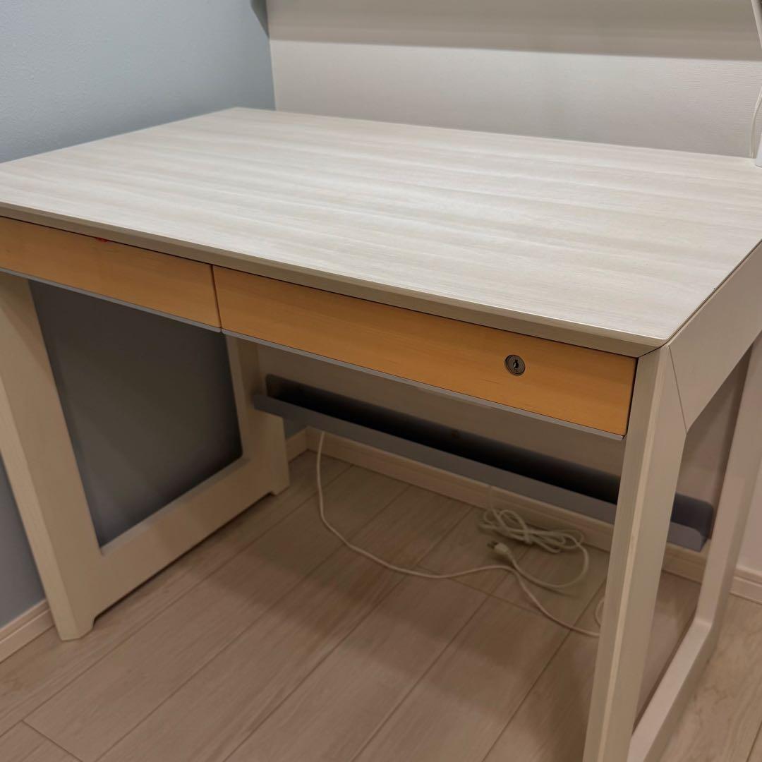 【デスクライト付き】コイズミ 勉強机 ホワイト 幅90 KWD231-233 デスク ワイズ KWD231-233 MW90-120 コイズミ ※3サイズ有【大型商品