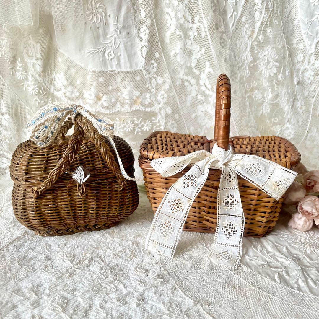 mois様専用☆2点おまとめ スクエアドールパニエ フランスアンティーク&布花