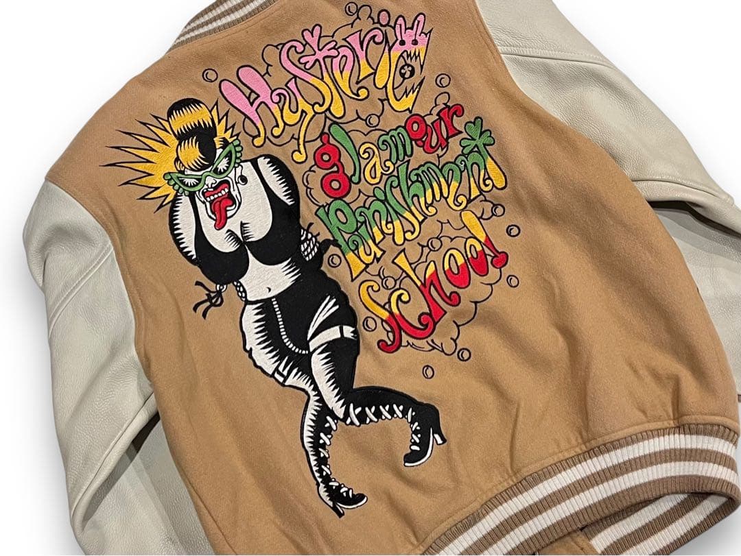 レア90s【HYSTERIC GLAMOUR】袖レザー ウール スタジャン - メルカリ