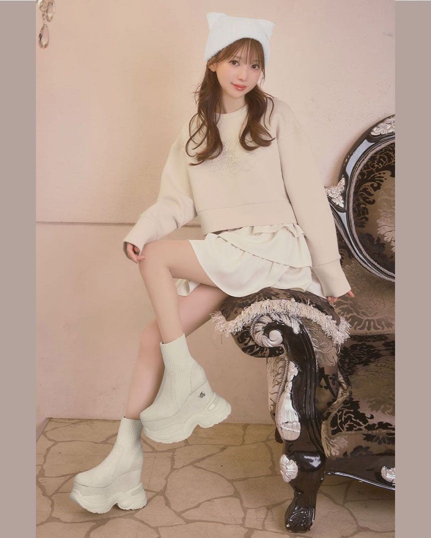 ミシェルマカロン ソックスライク厚底ブーツ michellMacaron XS - メルカリ