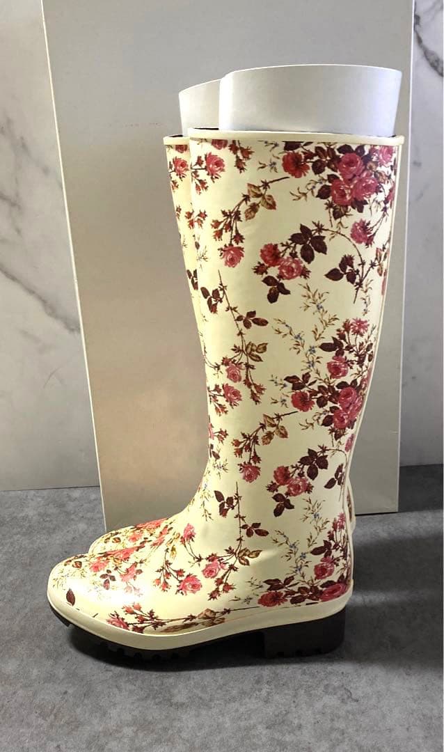 PINK HOUSE レインブーツ シューズ 長靴 花柄 ロング 23.5cm
