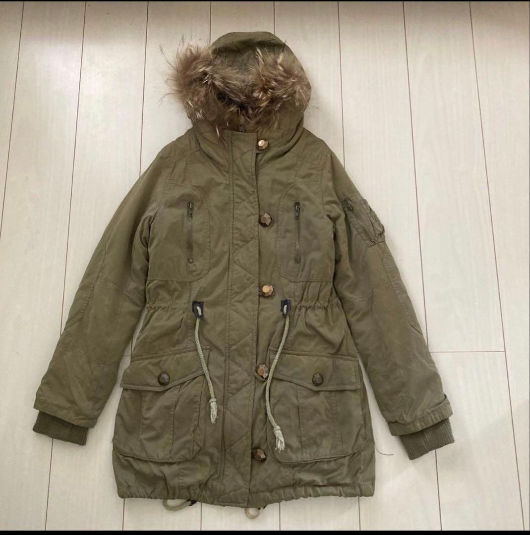 y2k グランジ 平成ギャル モッズコート ヒョウ柄 3way ファー付き