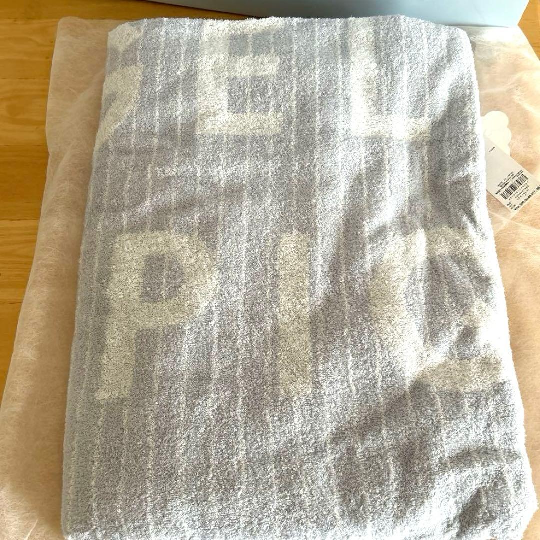 新品未使用品【ストライプ ロゴ 今治タオルケット】ブルー ジェラピケ