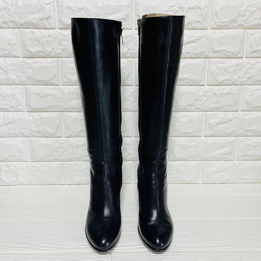 未使用級】sergio rossi 本革サイドジップロングブーツ 黒 35½ - メルカリ