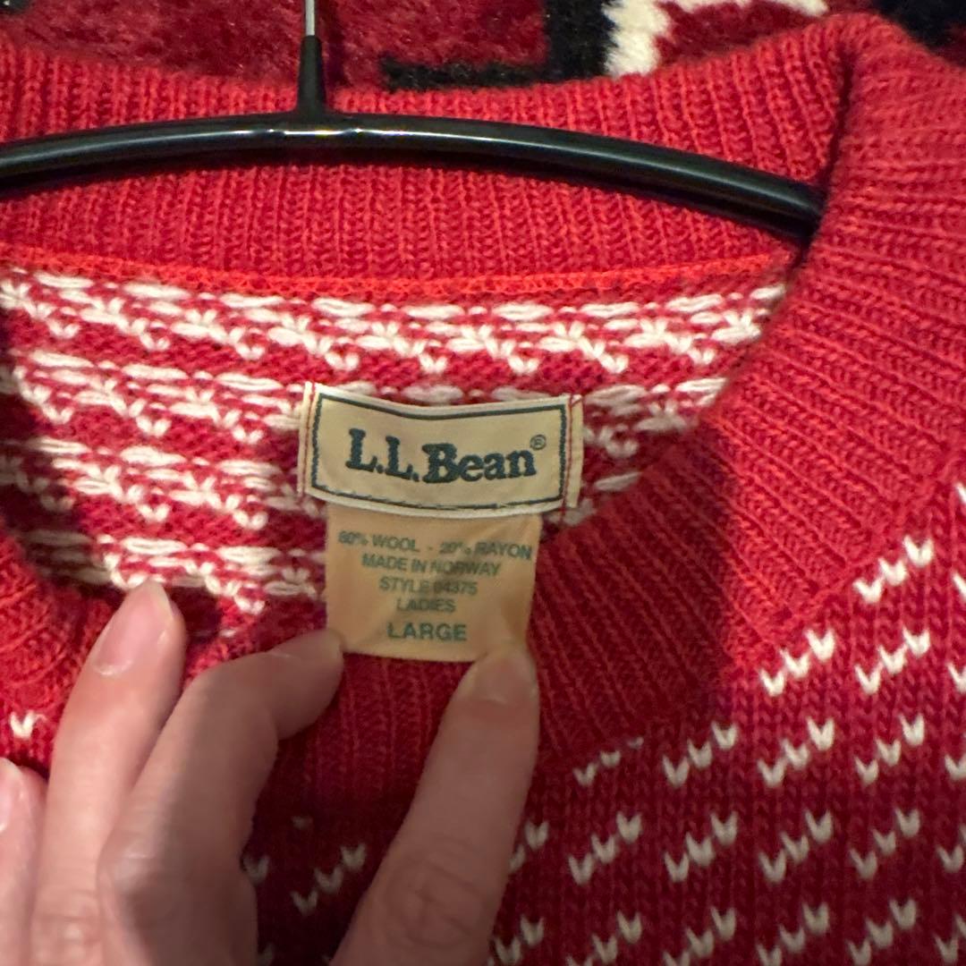 llbean バーズアイ　ニット　レッド　エルエルビーン L.L.BEAN
