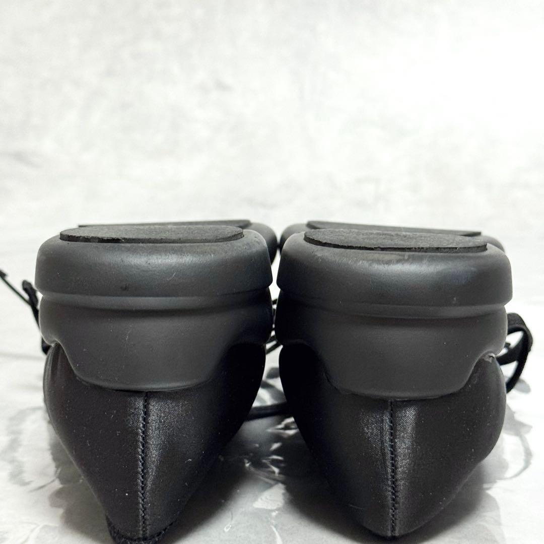 もえ ルタロン ダブルリボンバレリーナ 黒 24.5cm 防水 厚底