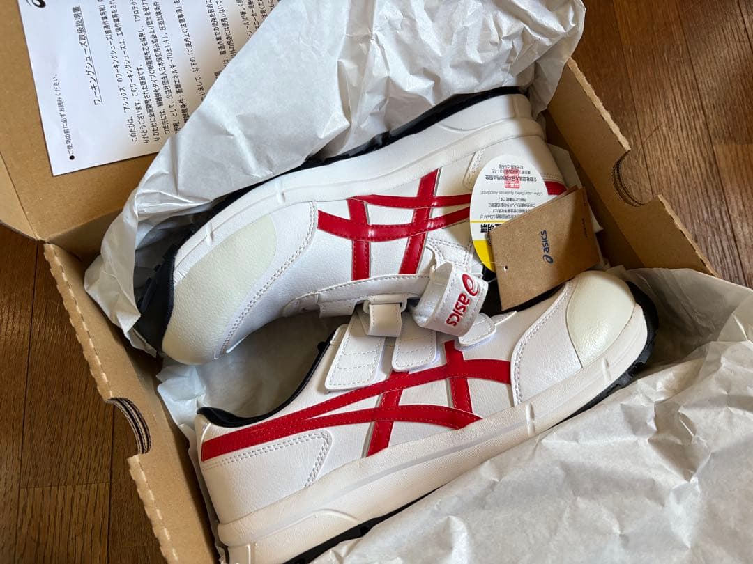 ASICS 安全靴 ホワイト/レッド ベルクロの通販はau PAY マーケット