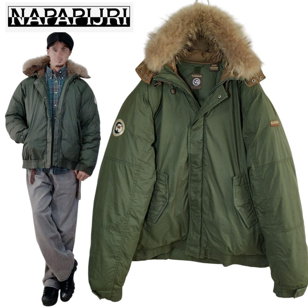 希少 NAPAPIJRI ナパピリ ファー ミリタリー ダウン ジャケット L