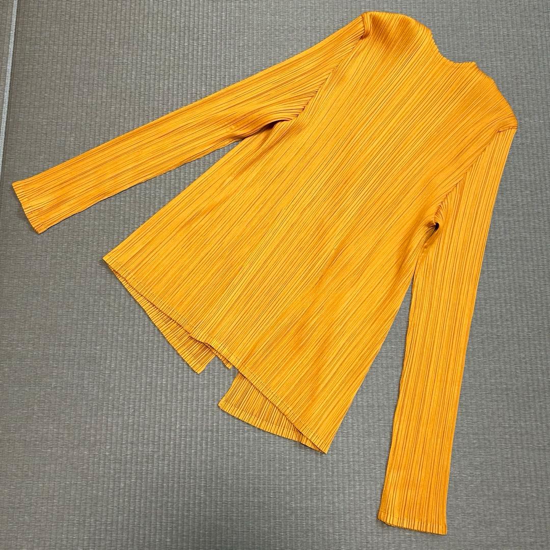 《美品》PLEATS PLEASE カーディガン 羽織り 長袖 オレンジ 3