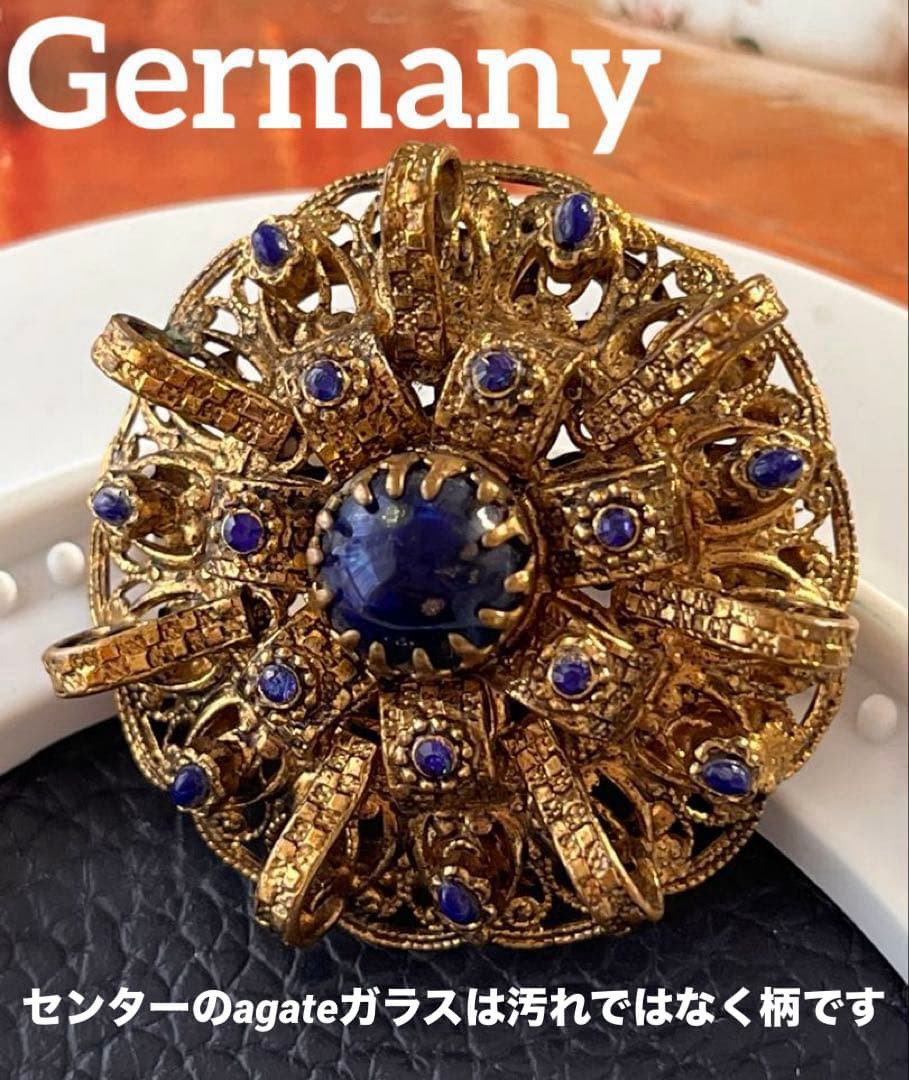 Germany agateガラス ヴィンテージブローチB115 Germany agateガラス ヴィンテージブローチB115